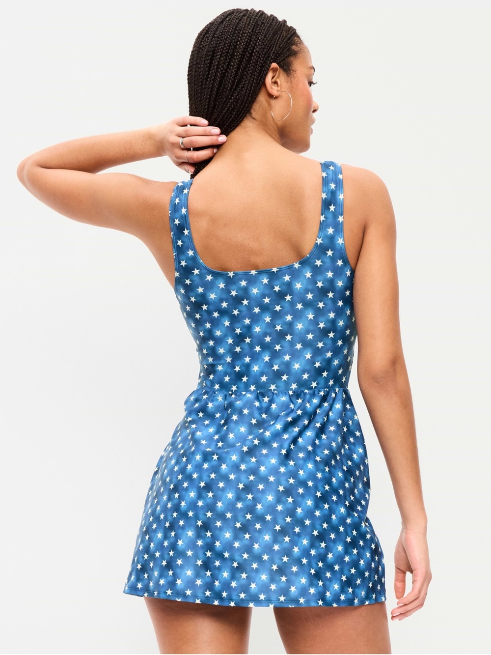 Old Navy Black and White Checked Pique Side-Tie Swim Dress - Picture 8 of 8